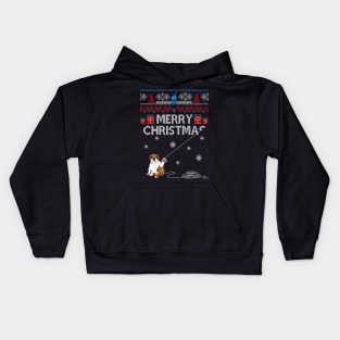 Merry Christmas Funny Naughty Bulldog Kids Hoodie